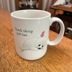 "Endangered Young 'Uns" Baby Seal 1989 Christmas Coffee Mug Cup by Morehead Inc.